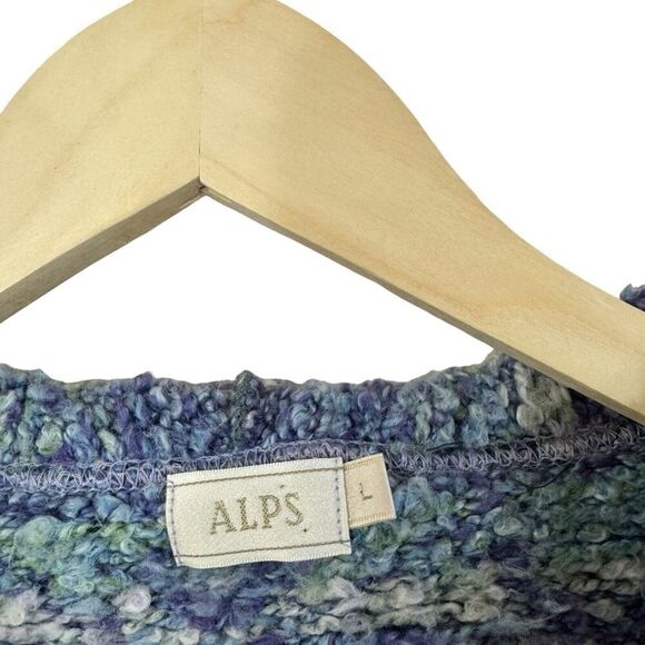 Alps Large Fuzzy Sweater Cardigan Zip Hooded Acrylic Blend Blue Cozy Womens - Picture 3 of 12